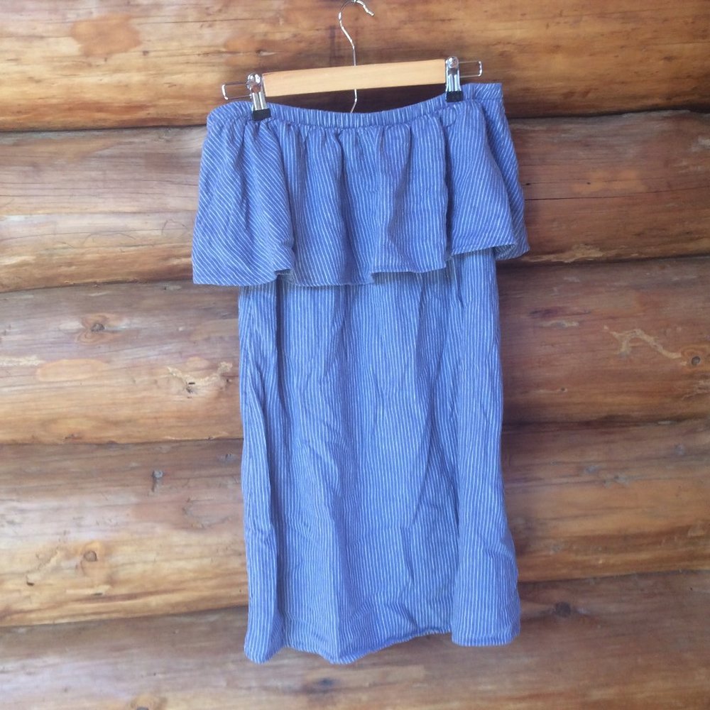 Old Navy Blue Linen Blend Striped Nautical Mini Dress Size Small